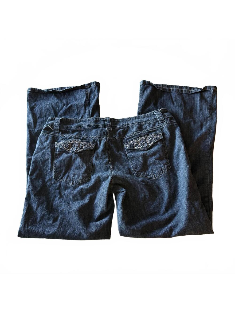 Mossimo Supply Co Sz 17 Bootcut Low Rise Jeans Embroidered Pockets Y2K Grunge